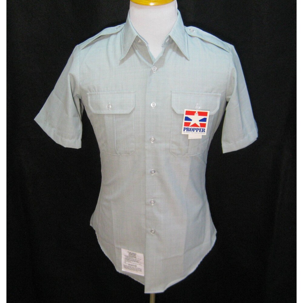 New PROPPER Men's Small Green Wool Short Sleeve Button Front Shirt Army Military